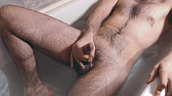A Young Guy Jerks Off In The Bath And If He Holds Back His Moans During Orgasm free video