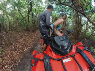 Eating The Blonde On The Quad Bike Ride In The Middle Of The Woods free video